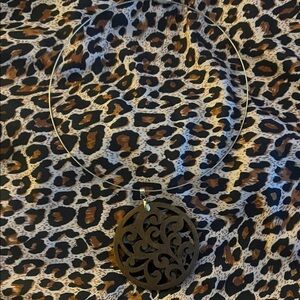 Brown Wooden Circular Pendant Necklace